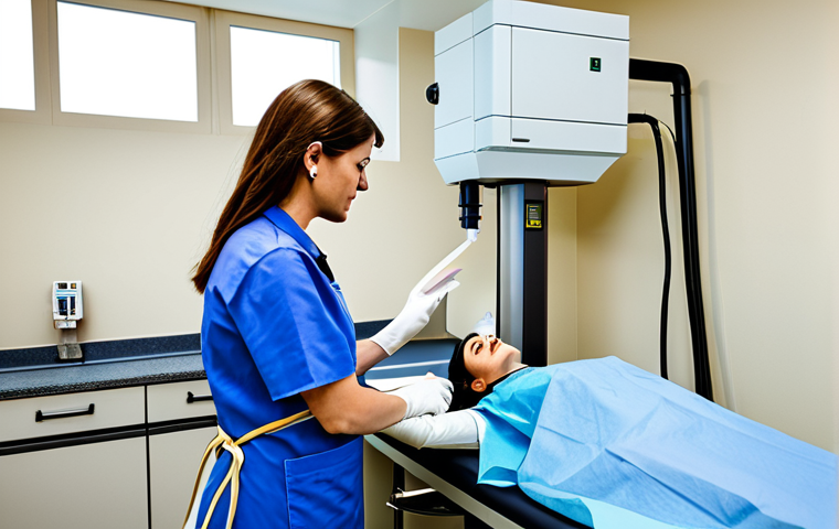 방사선사 초보자가 주의할 점 - Smiling Radiographer Explaining Procedure**
A friendly female radiographer, fully clothed in a prof... 방사선사 초보자가 주의할 점 - Smiling Radiographer Explaining Procedure**
A friendly female radiographer, fully clothed in a prof...