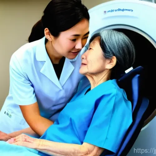 방사선사 직업 만족도 - **Prompt 1: Compassionate Patient Interaction**
    "A heartwarming scene inside a clean, modern hos...
