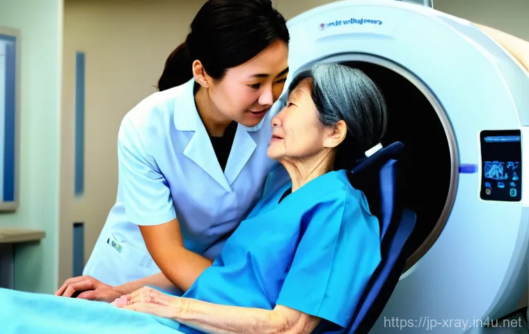 방사선사 직업 만족도 - **Prompt 1: Compassionate Patient Interaction**
    "A heartwarming scene inside a clean, modern hos...