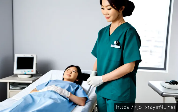 초음파 검사 기법 - Photorealistic hospital ultrasound examination, skilled Japanese female sonographer in clean profess...